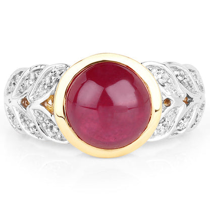 5.11 Carat Glass Filled Ruby and White Topaz .925 Sterling Silver Ring by Bids.com