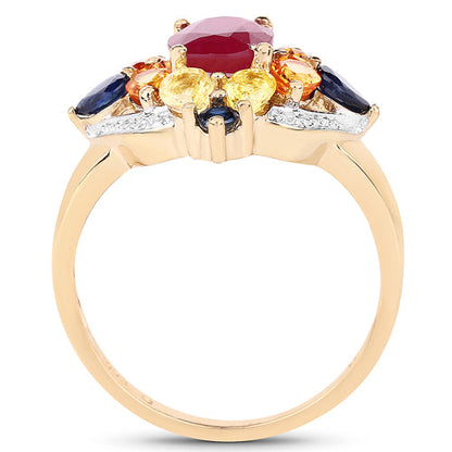 14K Yellow Gold Plated 3.76 Carat Genuine Multi Stone .925 Sterling Silver Ring by Bids.com