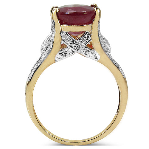 14K Yellow Gold Plated 4.00 Carat Genuine Ruby .925 Sterling Silver Ring by Bids.com