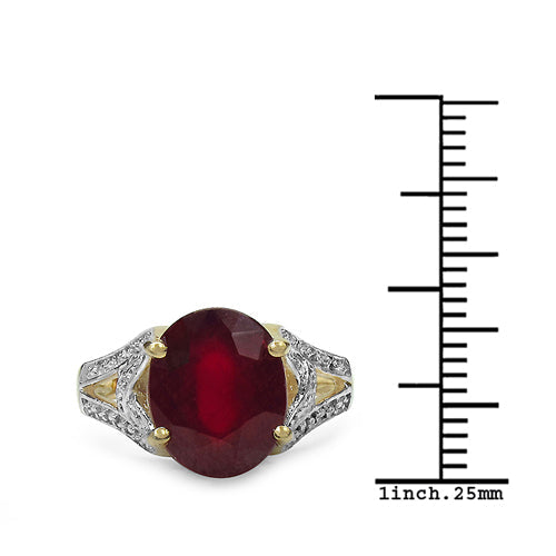 14K Yellow Gold Plated 4.00 Carat Genuine Ruby .925 Sterling Silver Ring by Bids.com