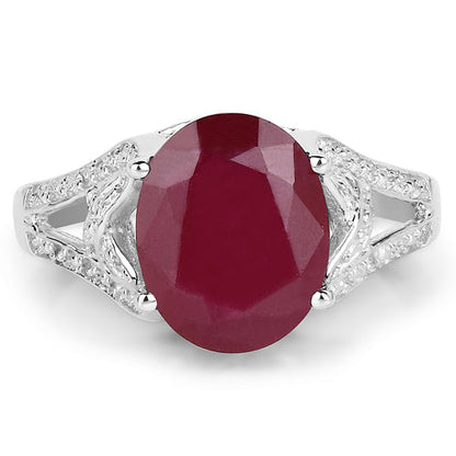 4.00 Carat Genuine Glass Filled Ruby .925 Sterling Silver Ring  DestGlow