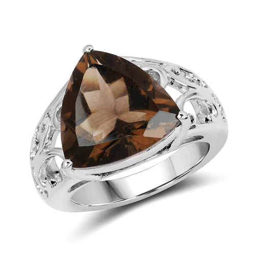 6.91 Carat Genuine Smoky Quartz .925 Sterling Silver Ring  DestGlow