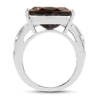 6.91 Carat Genuine Smoky Quartz .925 Sterling Silver Ring  DestGlow