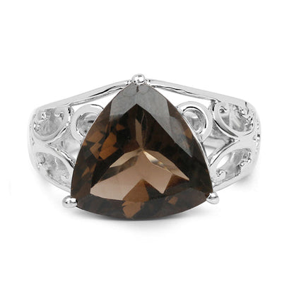 6.91 Carat Genuine Smoky Quartz .925 Sterling Silver Ring  DestGlow
