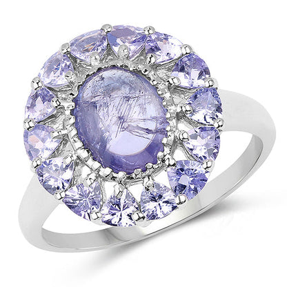 3.85 Carat Genuine Tanzanite .925 Sterling Silver Ring by Bids.com