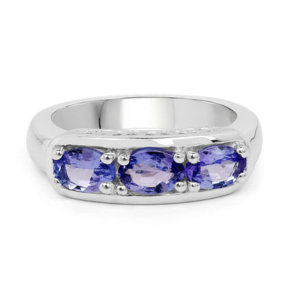 1.32 Carat Genuine Tanzanite .925 Sterling Silver Ring  DestGlow