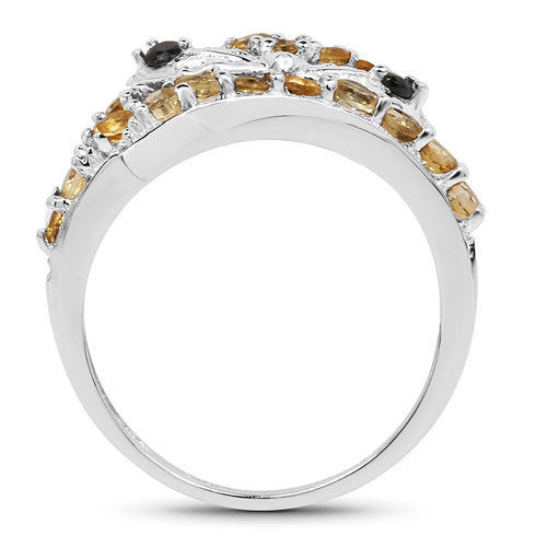 1.00 Carat Genuine Citrine &amp; Black Spinel .925 Sterling Silver Ring by Bids.com