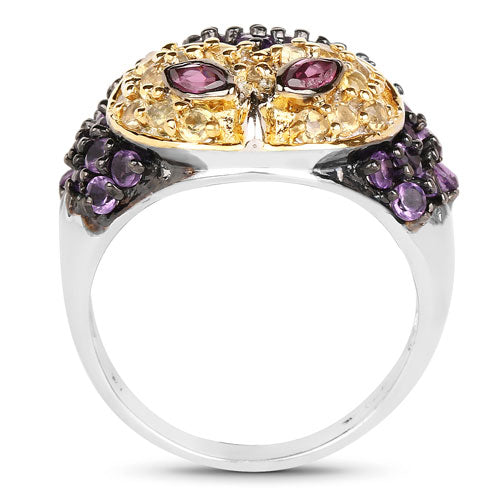 2.01 Carat Genuine Rhodolite and Amethyst .925 Sterling Silver Ring by Bids.com