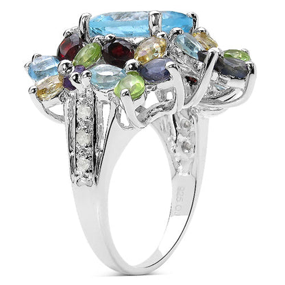 10.34 Carat Genuine Multi Stone .925 Sterling Silver Ring by Bids.com