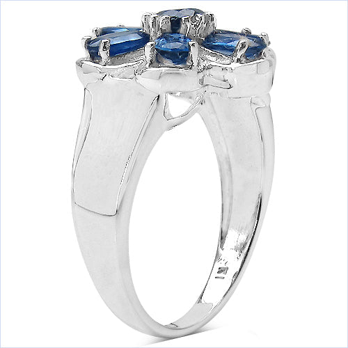 2.43 Carat Genuine Blue Sapphire .925 Sterling Silver Ring by Bids.com