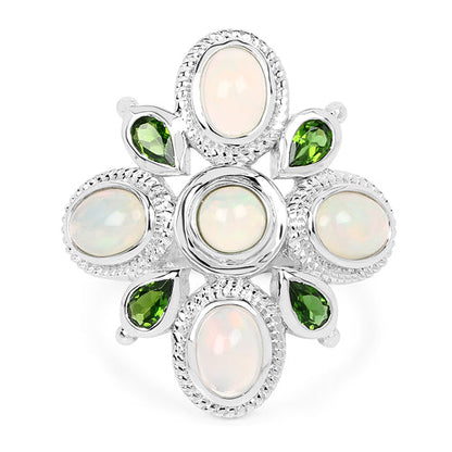 2.97 Carat Genuine Ethiopian Opal And Chrome Diopside .925 Sterling Silver Ring by Bids.com