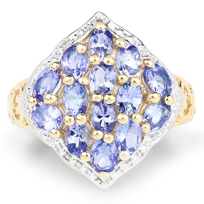 14K Yellow Gold Plated 2.38 Carat Genuine Tanzanite .925 Sterling Silver Ring by Bids.com