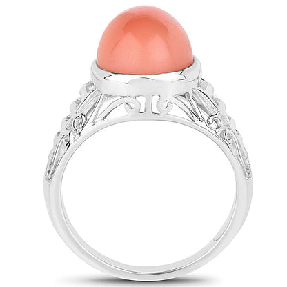 6.00 Carat Genuine Peach Moonstone .925 Sterling Silver Ring by Bids.com