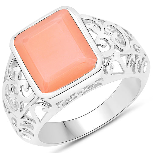 5.75 Carat Genuine Peach Moonstone .925 Sterling Silver Ring by Bids.com