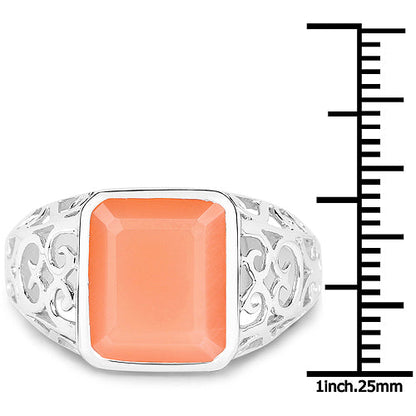 5.75 Carat Genuine Peach Moonstone .925 Sterling Silver Ring by Bids.com