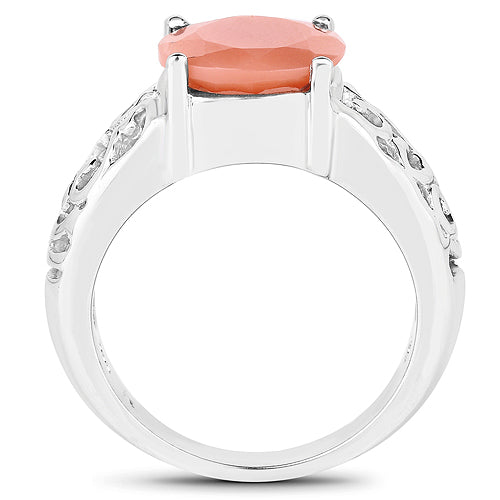 3.30 Carat Genuine Peach Moonstone .925 Sterling Silver Ring by Bids.com