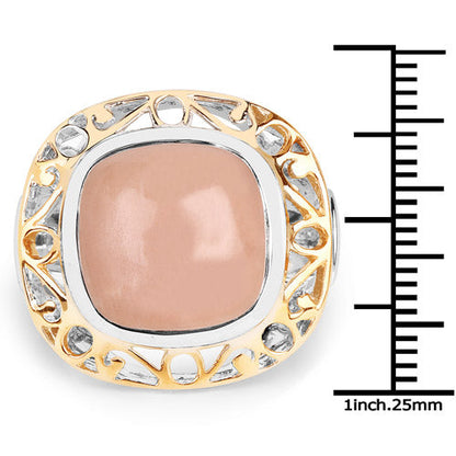 Two Tone Plated 12.80 Carat Genuine Moonstone .925 Sterling Silver Ring by Bids.com