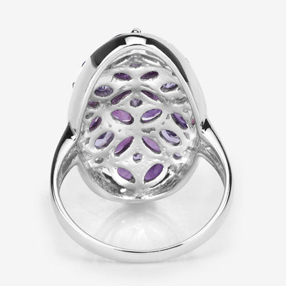 3.13 Carat Genuine Amethyst, Tanzanite and White Topaz .925 Sterling Silver Ring by Bids.com