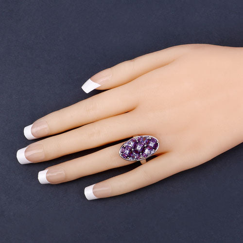 3.13 Carat Genuine Amethyst, Tanzanite and White Topaz .925 Sterling Silver Ring by Bids.com