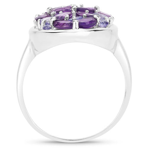 3.13 Carat Genuine Amethyst, Tanzanite and White Topaz .925 Sterling Silver Ring by Bids.com