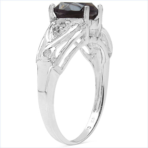 2.59 Carat Genuine Smoky Quartz &amp; White Topaz .925 Sterling Silver Ring by Bids.com