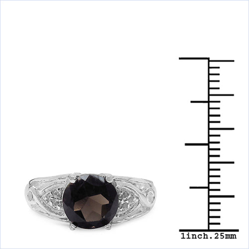 2.59 Carat Genuine Smoky Quartz &amp; White Topaz .925 Sterling Silver Ring by Bids.com