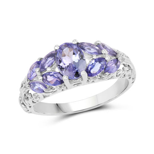1.63 Carat Genuine Tanzanite .925 Sterling Silver Ring by Bids.com