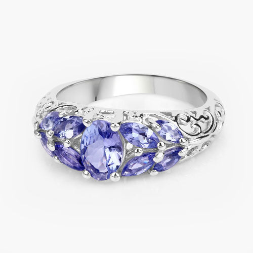 1.63 Carat Genuine Tanzanite .925 Sterling Silver Ring by Bids.com