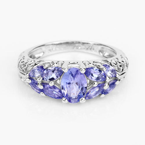 1.63 Carat Genuine Tanzanite .925 Sterling Silver Ring by Bids.com