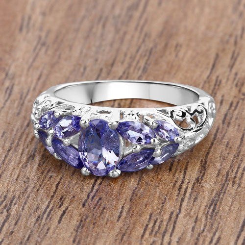1.63 Carat Genuine Tanzanite .925 Sterling Silver Ring by Bids.com