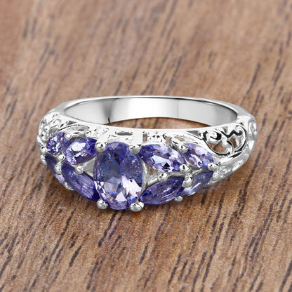 1.63 Carat Genuine Tanzanite .925 Sterling Silver Ring by Bids.com