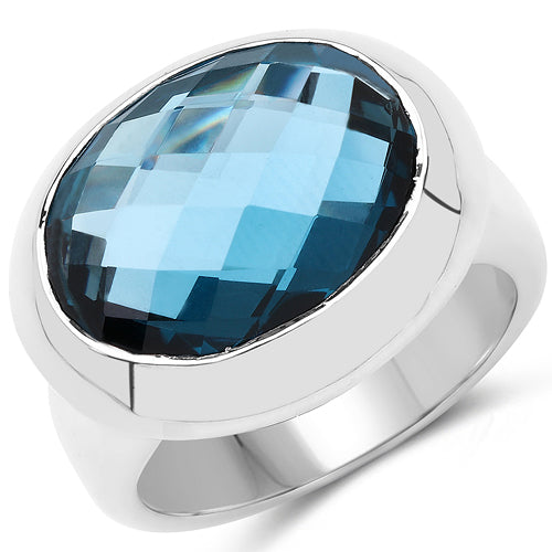 10.25 Carat Genuine London Blue Topaz .925 Sterling Silver Ring by Bids.com