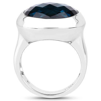 10.25 Carat Genuine London Blue Topaz .925 Sterling Silver Ring by Bids.com