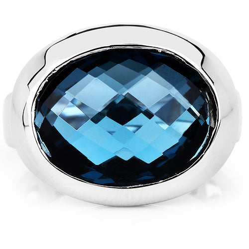10.25 Carat Genuine London Blue Topaz .925 Sterling Silver Ring by Bids.com
