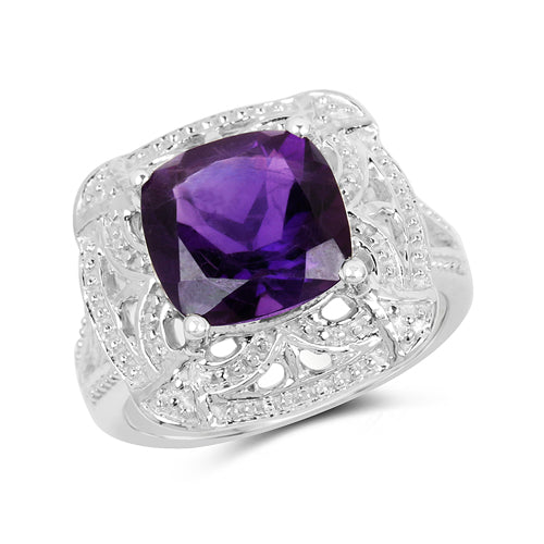 4.35 Carat Genuine Amethyst .925 Sterling Silver Ring by Bids.com