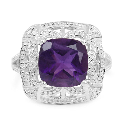 4.35 Carat Genuine Amethyst .925 Sterling Silver Ring by Bids.com