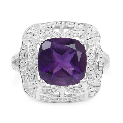 4.35 Carat Genuine Amethyst .925 Sterling Silver Ring by Bids.com