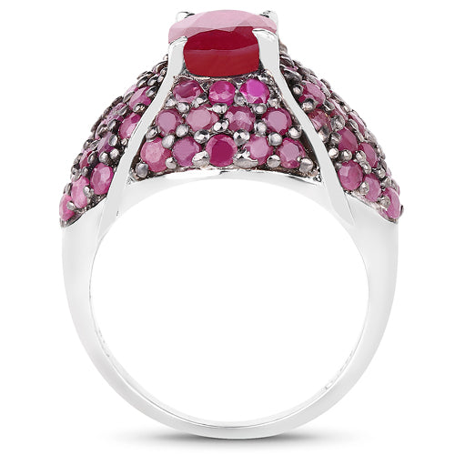 5.15 Carat Genuine Glass Filled Ruby &amp; Ruby .925 Sterling Silver Ring by Bids.com