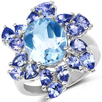 6.52 Carat Genuine Blue Topaz &amp; Tanzanite .925 Sterling Silver Ring by Bids.com