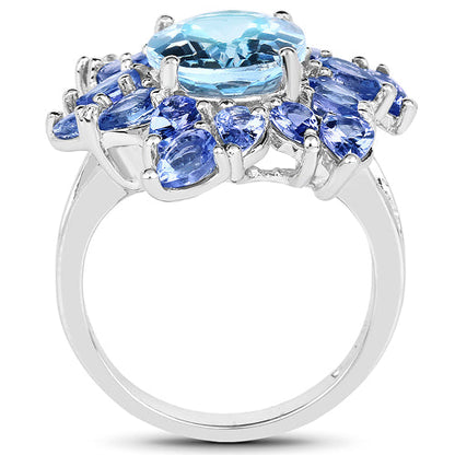 6.52 Carat Genuine Blue Topaz &amp; Tanzanite .925 Sterling Silver Ring by Bids.com