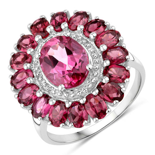 5.460 Carat Genuine Pink Topaz and Rhodolite Garnet .925 Sterling Silver Ring by Bids.com