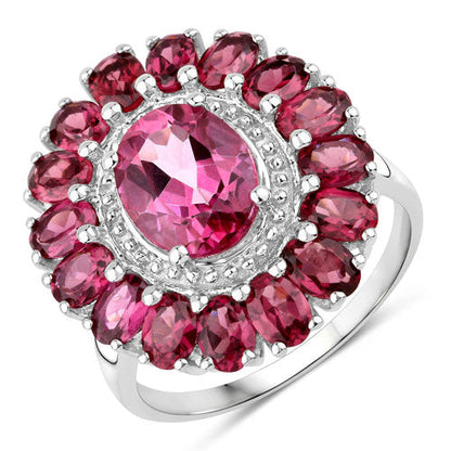 5.460 Carat Genuine Pink Topaz and Rhodolite Garnet .925 Sterling Silver Ring by Bids.com