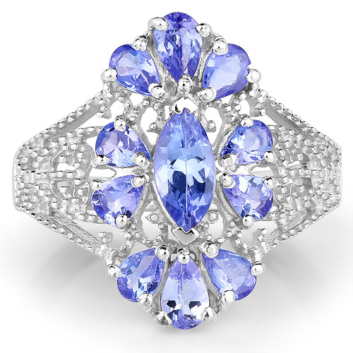 2.07 Carat Genuine Tanzanite .925 Sterling Silver Ring by Bids.com