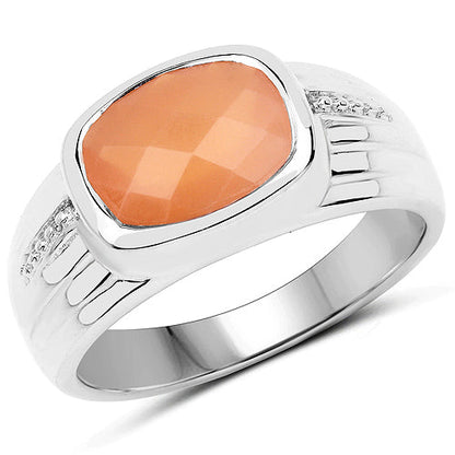 2.60 Carat Genuine Peach Moonstone .925 Sterling Silver Ring by Bids.com