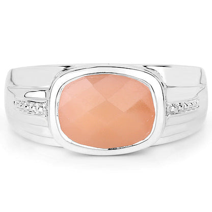 2.60 Carat Genuine Peach Moonstone .925 Sterling Silver Ring by Bids.com