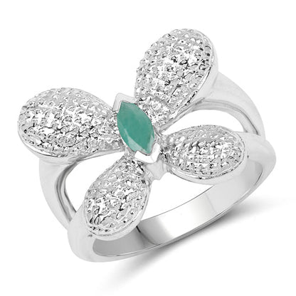 0.21 Carat Genuine Emerald .925 Sterling Silver Ring  DestGlow