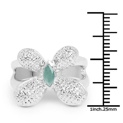 0.21 Carat Genuine Emerald .925 Sterling Silver Ring  DestGlow