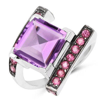 6.90 Carat Genuine Amethyst and Rhodolite .925 Sterling Silver Ring by Bids.com