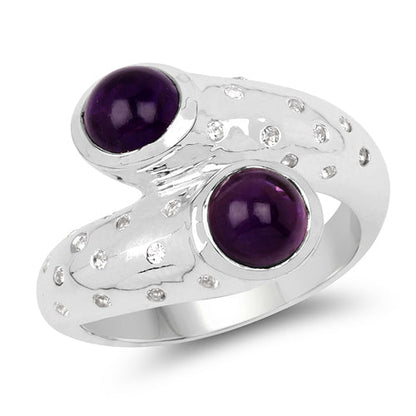 2.31 Carat Genuine Amethyst and White Topaz .925 Sterling Silver Ring by Bids.com