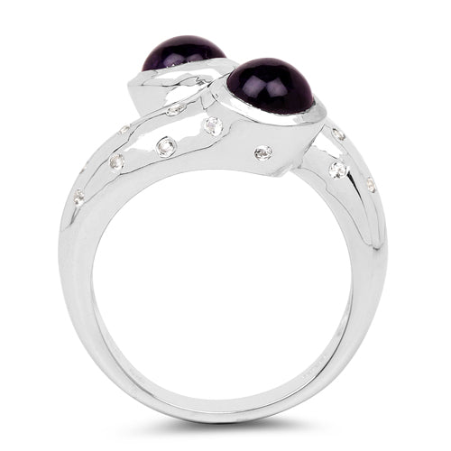 2.31 Carat Genuine Amethyst and White Topaz .925 Sterling Silver Ring by Bids.com